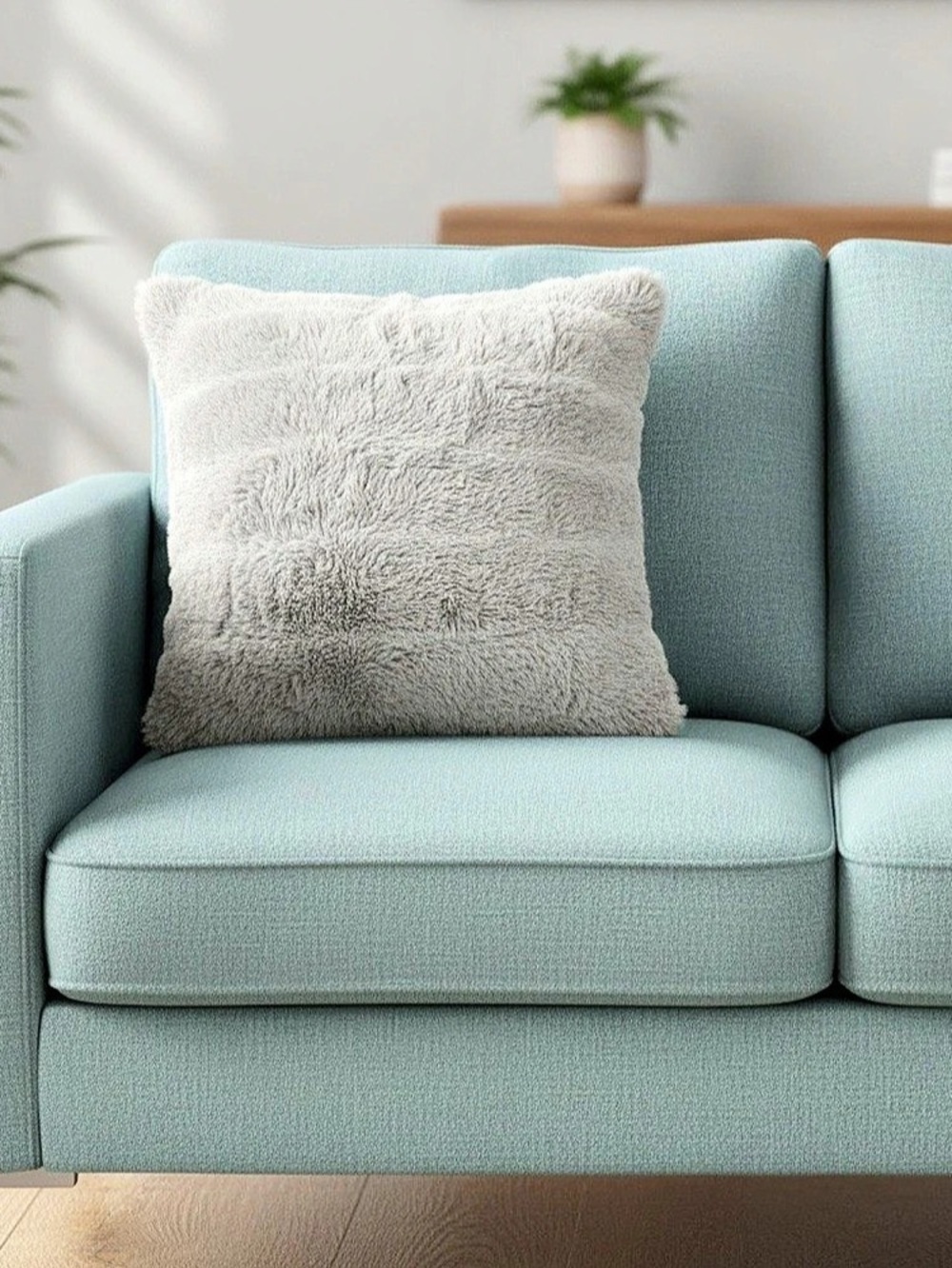 Faux Fur Accent Pillow in Gray